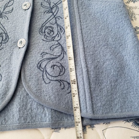 Pendleton Vintage Boiled Wool Embroidered Floral Blue Jacket - Picture 6 of 9